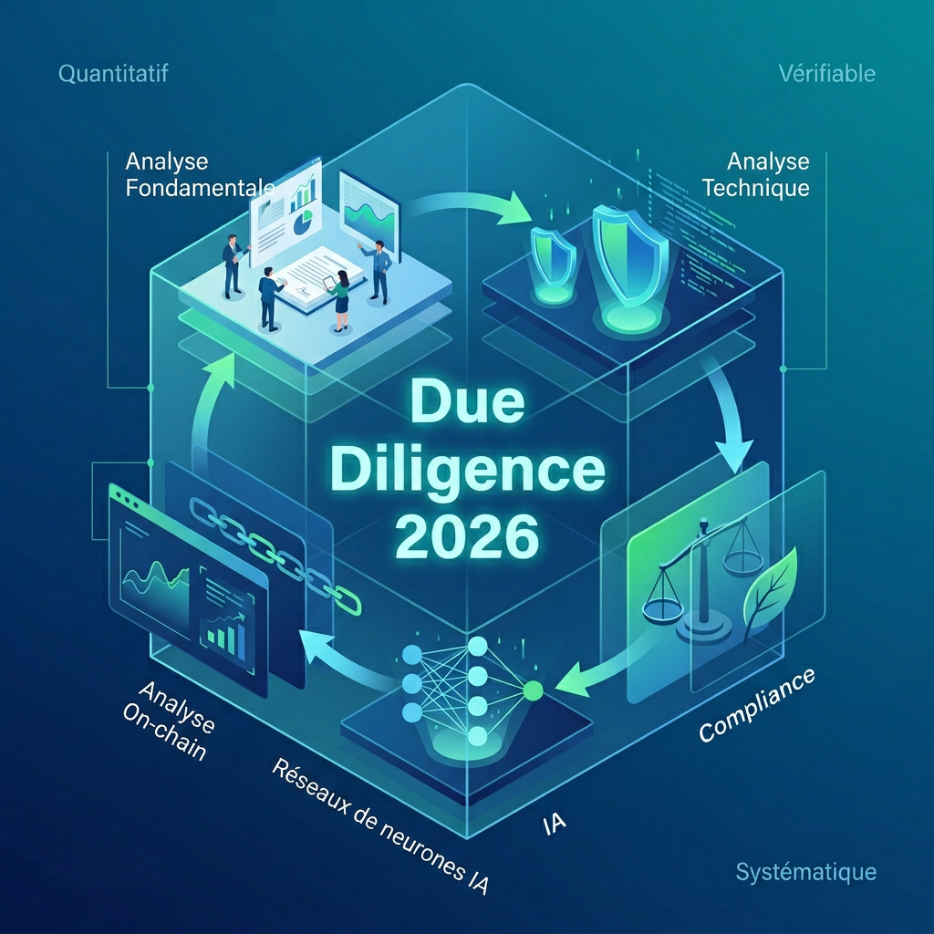 Infographie : Analyser un Projet Web3 en 2026 : Le Guide Complet Due Diligence (Fondamentale, Technique & IA)