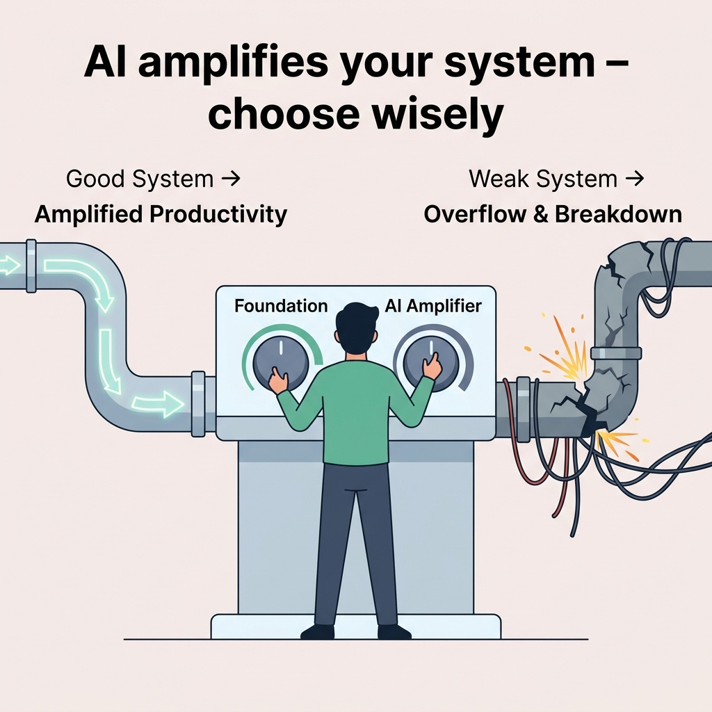 Infographie : IA amplifie système travail productivité