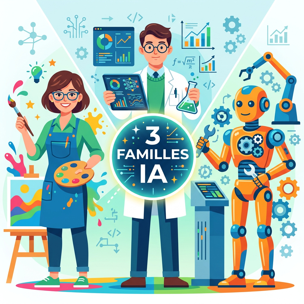 Infographie : Les 3 familles d'agents IA