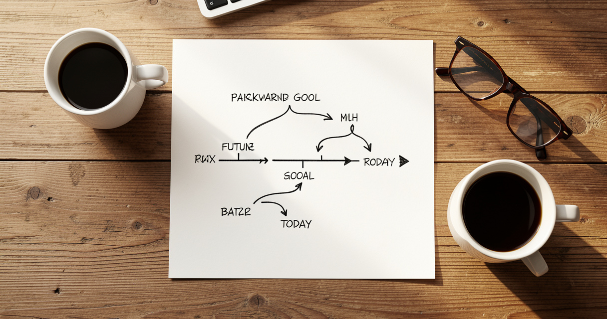 Planification à rebours sur une feuille, illustrant la méthode de rétroplanning des personnes à haute performance