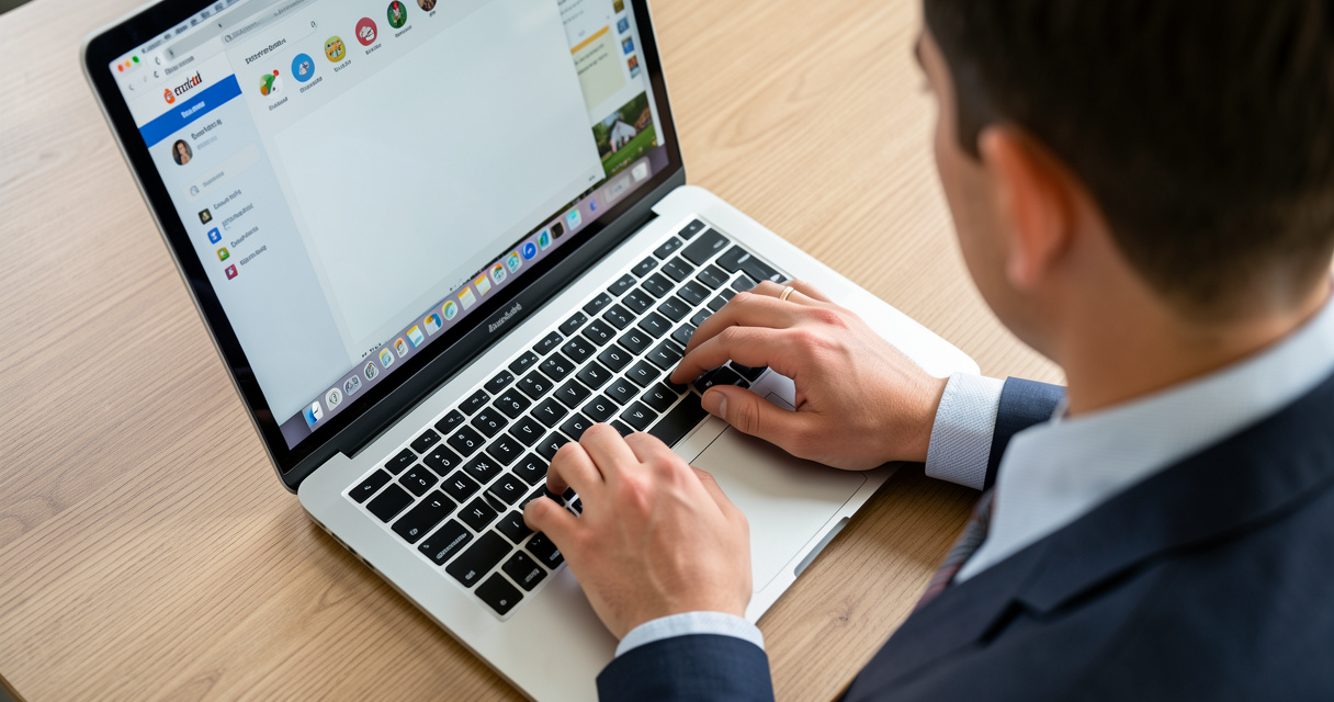 Personne tapant sur un ordinateur avec Reddit ouvert pour trouver des leads B2B