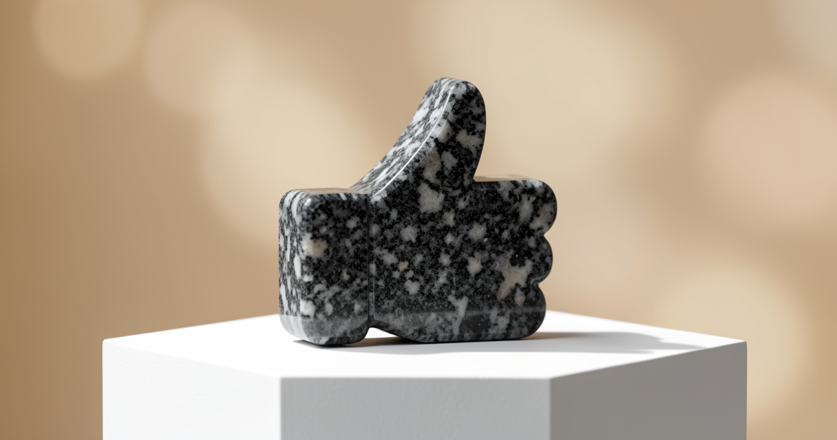 Illustration d'une flèche de vote positive en granit sur piédestal, symbole du karma Reddit pour débutants